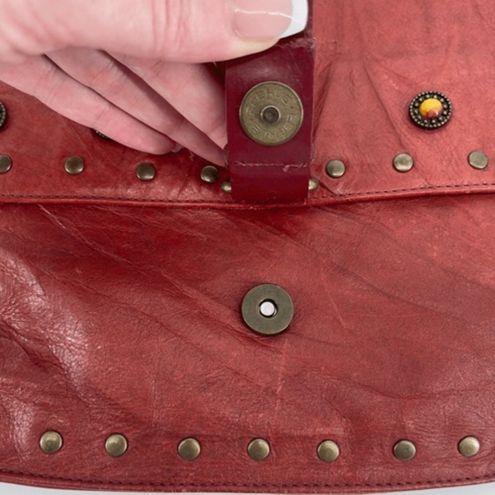Carmen Steffens Red Studded Leather Crossbody Bag Adjustable Strap - Picture 6 of 15
